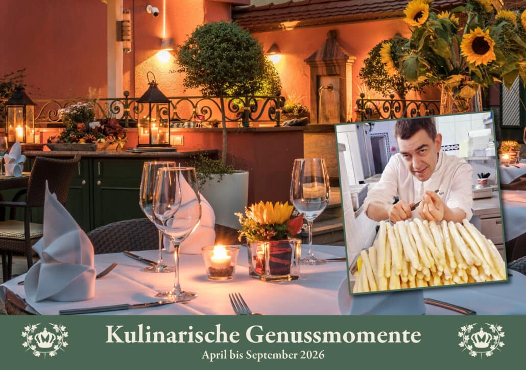 Titelbild des Kulinarischen Kalenders das Gasthaus-Restaurant "Zur Krone" in Gottenheim, Sommer 2026